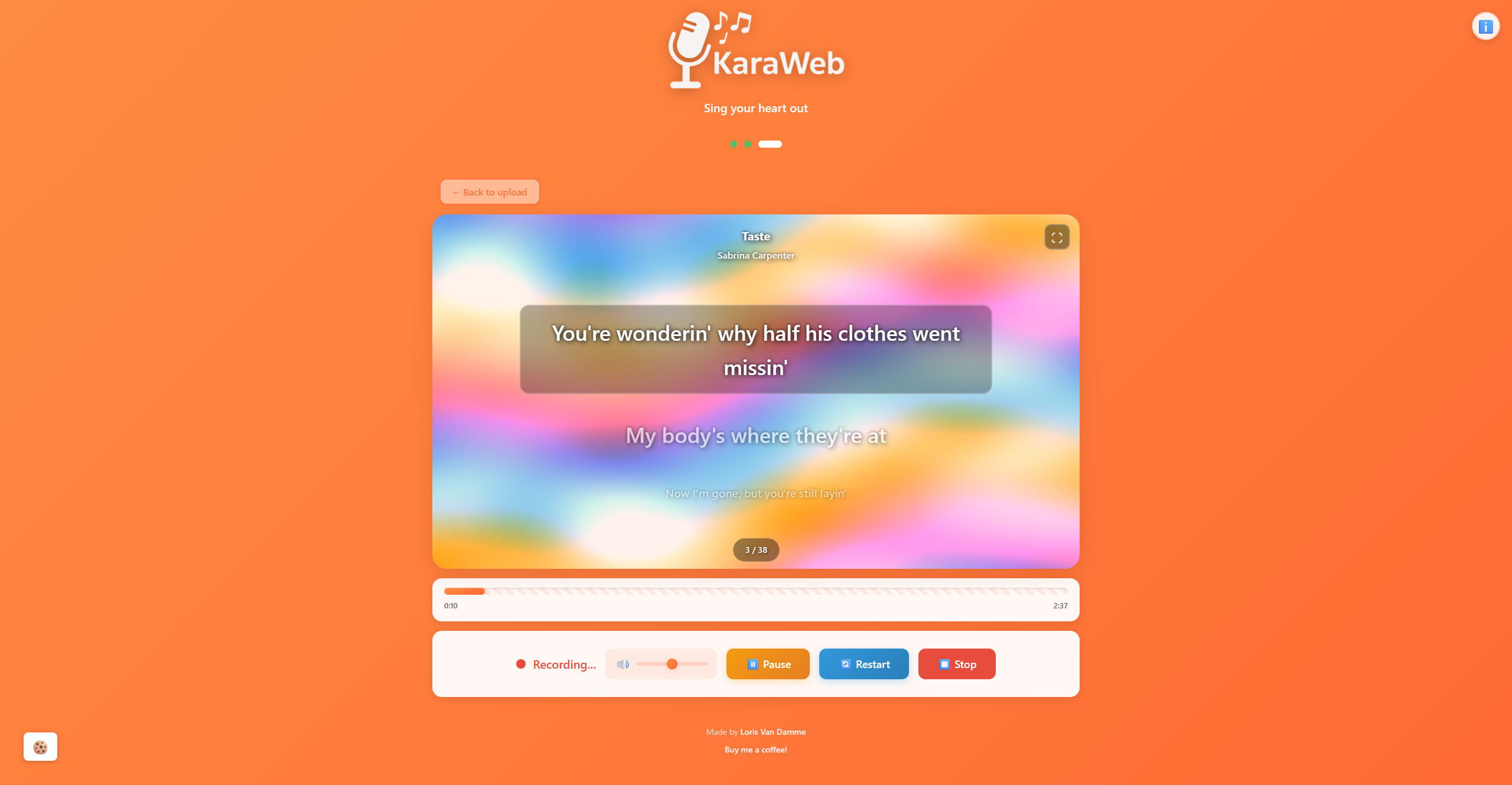 Performance start screen