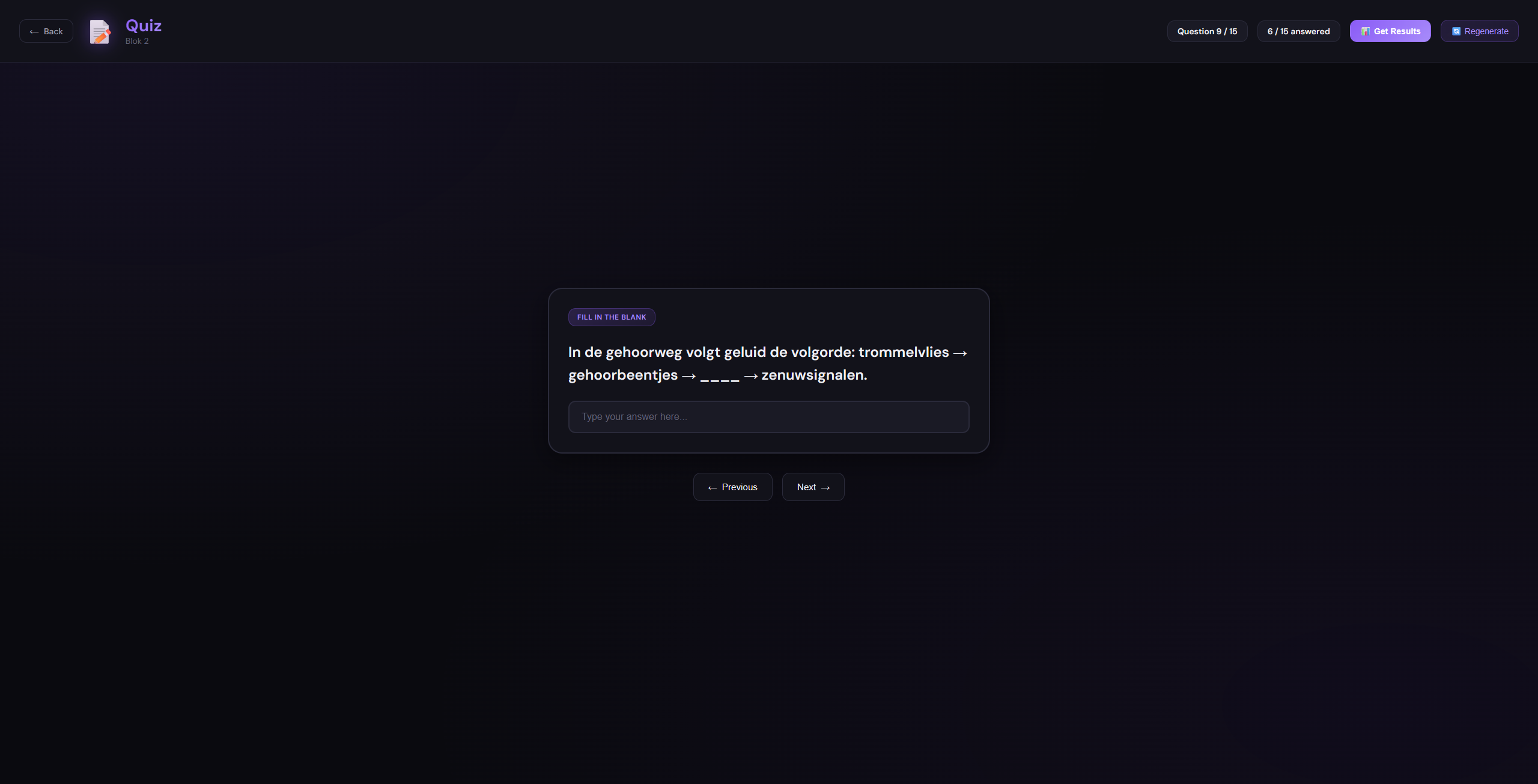 Quiz creation - fill in the blank question