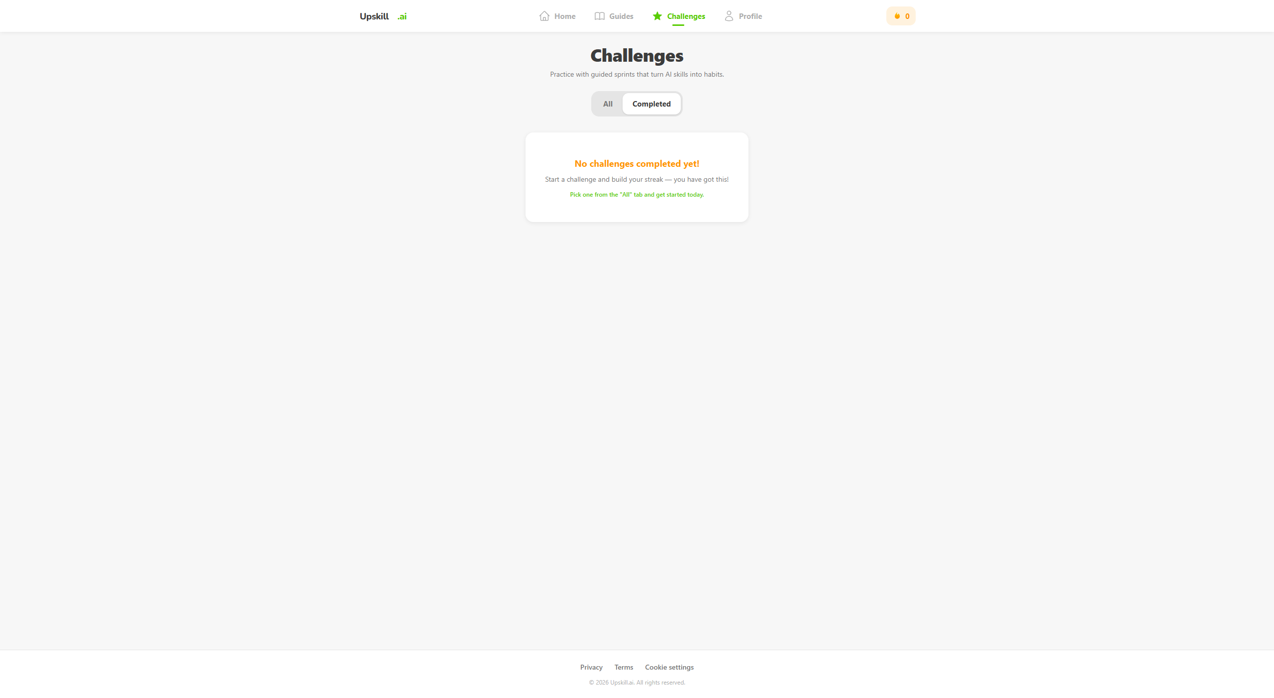 Challenges screen
