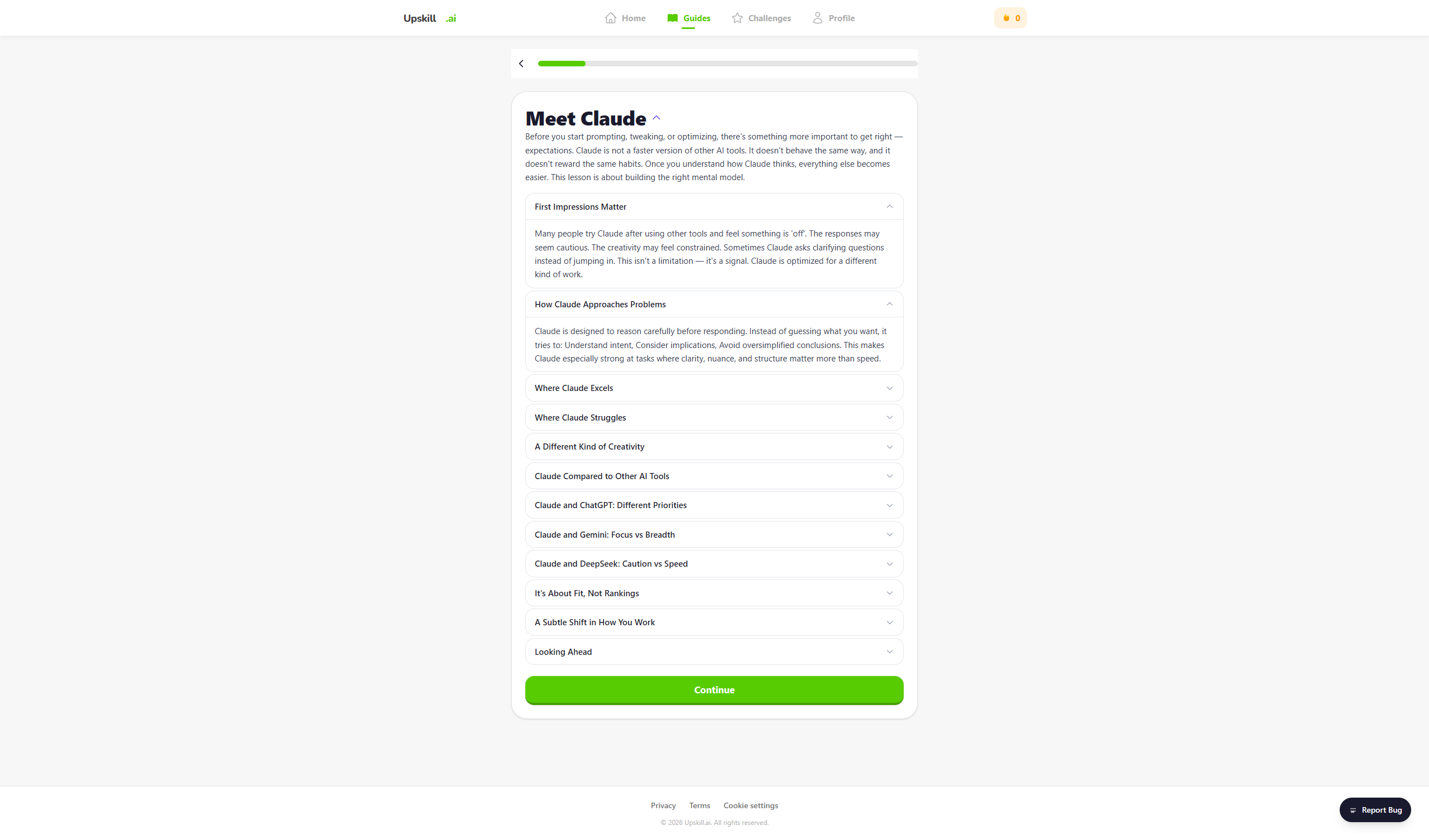 Guide content screen